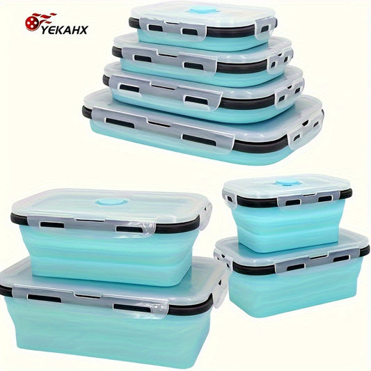 4pcs Foldable Meal Preparation Containers (four Sizes) Sealed, Ventilated, Microwave, Dishwasher, Refrigerator Safe - Perfect for RV Organization, Storage, Lunch, Meal Preparation, And Outdoor Snacks, Holiday Gifts