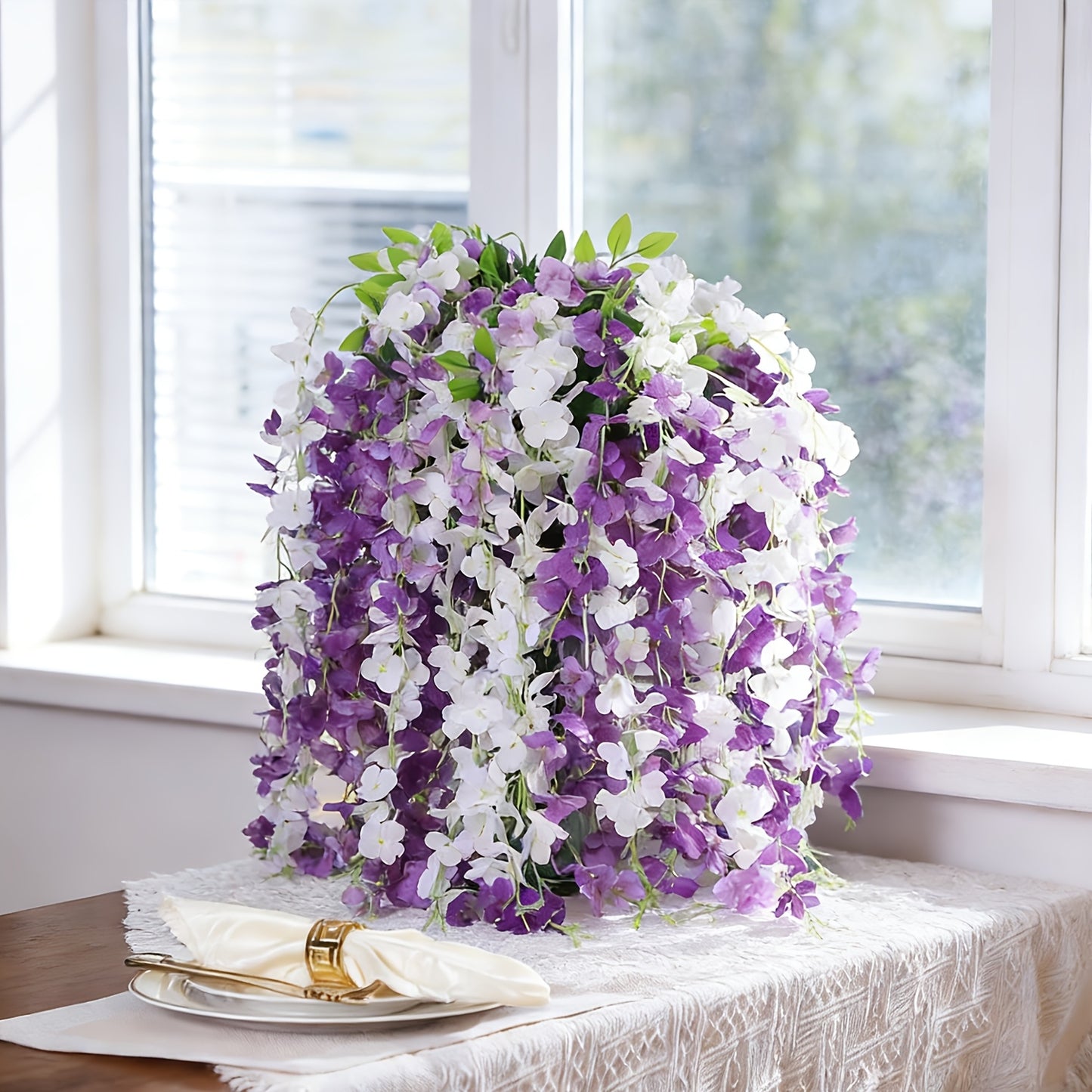 24 Pack Wisteria Hanging Flowers, Hanging Flowers, Wisteria, Fake Hanging Flowers, Fake Wisteria, Hanging Flowers for Decoration, Wedding, Garden, Wall Decoration, 3.6 Feet Long