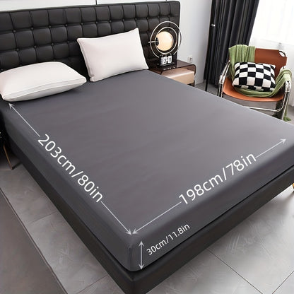 1pc Waterproof Fitted Sheet - Soft, Comfortable, Breathable Solid Color Mattress Cover, Ideal For Bedroom, Guest Room, Machine Washable Polyester Fabric, Breathable Liner, No Print Design, Dorm Room Essentials | Modern Aesthetic | Smooth Texture