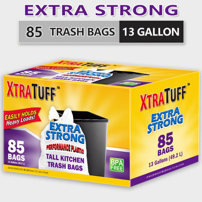 44/85/104/130/170/180/360 Bags 13 Gallon Boxed Expandable Heavy-Duty Plastic Multipurpose Disposable Garbage Bags-Super Strong, Leak-Resistant, And Odor-Proof for Bedroom, Kitchen, Living Room, Outdoor, Toilet Use Trash Bag - Convenient Sanitary