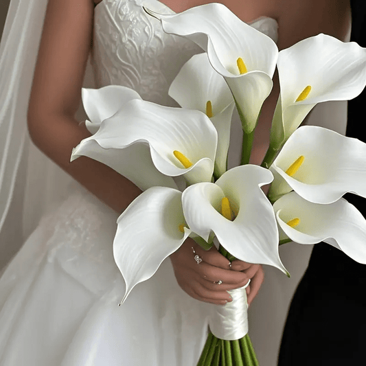 Eternal Lotus Flower Bouquet 20pcs – Horseshoe Lotus Artificial Flowers for Wedding Decoration, Home Floral Arrangements, Outdoor & Festival Decor – White, Black, Red & Orange (No Vase)
