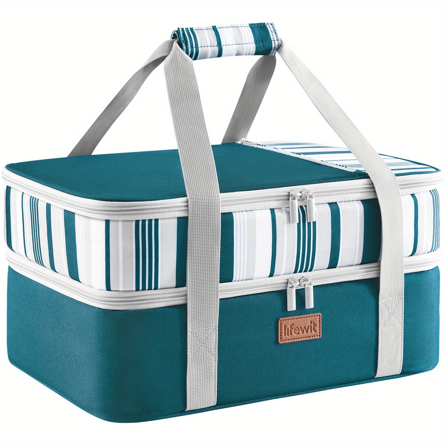 One/ Double Decker Insulated Casserole Carrier for Hot or Cold Food, Casserole Dish Carrying Case, Lasagna Holder for Potluck Parties/ Picnic/ Cookouts/ Party, Fits 9"x13" Baking Dish