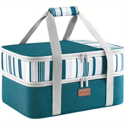 One/ Double Decker Insulated Casserole Carrier for Hot or Cold Food, Casserole Dish Carrying Case, Lasagna Holder for Potluck Parties/ Picnic/ Cookouts/ Party, Fits 9"x13" Baking Dish