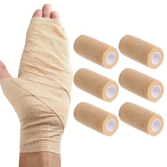 6 Rolls Self Adhesive Bandage Wrap, 4 Inch X 5 Yards, Non Woven Elbow Cohesive Bandage, First Aid Medical Tape For Ankle, Knee & Wrist Sprains
