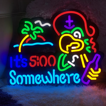 Neon Light Sign, ITS FIVE 5 O CLOCK O'CLOCK BEER for Man Cave Home Bar Pub Recreation Room Game Lights Windows Wall Signs Party Birthday Bedroom Bedside Table Decoration Gifts
