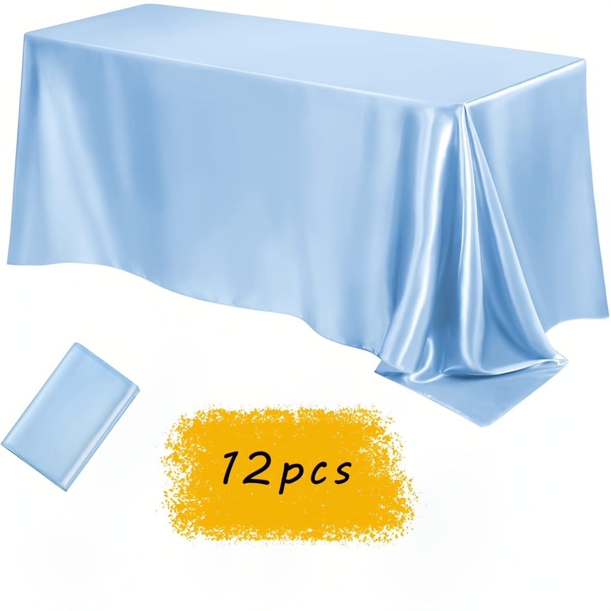 12pcs Satin Tablecloth, 57" X102" Silky Satin Tablecloth, Rectangular Bright Color Tablecloth, Smooth Fabric Tablecloth Covering, Suitable for Wedding Banquet, Birthday, Outdoor Party, Wedding Outdoor Event, Banquet Helloween Christmas
