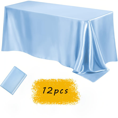 12pcs Satin Tablecloth, 57" X102" Silky Satin Tablecloth, Rectangular Bright Color Tablecloth, Smooth Fabric Tablecloth Covering, Suitable for Wedding Banquet, Birthday, Outdoor Party, Wedding Outdoor Event, Banquet Helloween Christmas