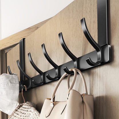 7.09inch High Door Hook Hanger with Hooks, Easy to Install, No Need to Drill Holes for Metal Door Hangers, Used for Hats, Keys, Storage Saving Home Space, Entryways, Bathrooms, Bedrooms, Homes, Dormitories, His Reviews, Hanging His Bags