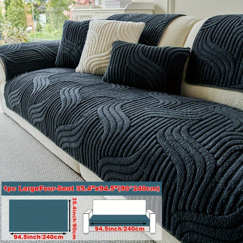 1pc of Plush, Non-Slip Sofa Cover That Is Modern And Luxurious, Pet-Friendly, Breathable, And Stylish for Home Decoration. It Is Appropriate for The Living Room, Bedroom, Or Office, Made from Polyester Fabric, Machine Washable, And Without Any Print