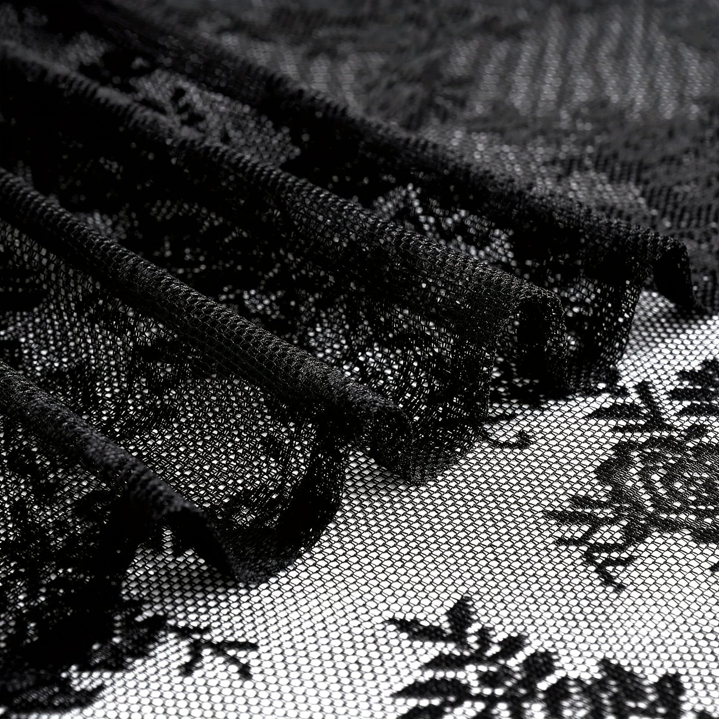 Set of Two White Lace Curtains with Floral Designs, Featuring a Bohemian Style And Semi-Transparent Fabric That Filters Sunlight. Suitable for All Seasons