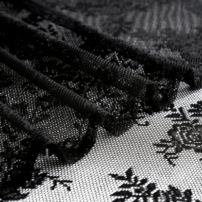 Set of Two White Lace Curtains with Floral Designs, Featuring a Bohemian Style And Semi-Transparent Fabric That Filters Sunlight. Suitable for All Seasons