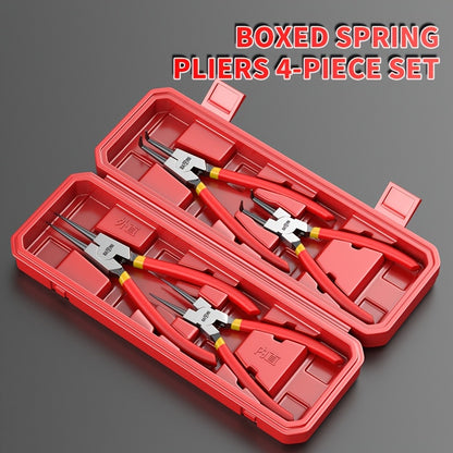 Set of 4 Snap Ring Pliers, 7/9 Inch Size, Includes Reverse Disassembly Pliers And a Portable Bag, Featuring Both Straight And Curved Jaws, Precision Spring-Loaded Design with a Storage Bag