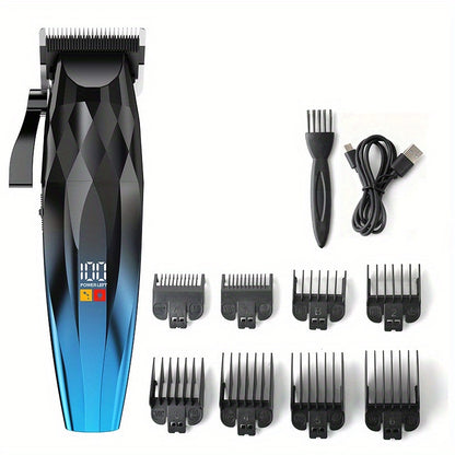Men'S Hair Clipper, Professional Electric Trimmer For Men With Smart Display, Cordless USB Rechargeable, Large Battery & Long Runtime, Portable, Strong Power Sharp Blades, Safe & Easy Operation, Ideal For Home Use, Travel, School, Business Trip