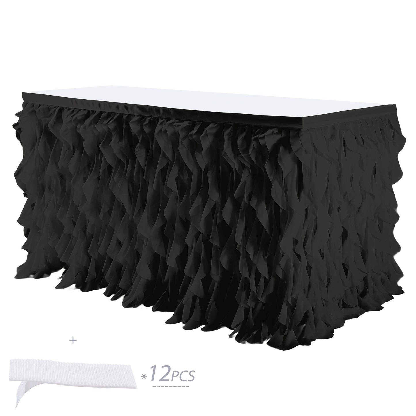6ft Polyester Willow Table Skirt for Rectangle Round Tables, Ruffle Curly Lace Ballet Tablecloth, Princess Girls Birthday Party Cake Tutu Table Skirt Table Decorations, Christmas Halloween Decoration, Table Skirts for Party Tables, Festive Table Cover, Ev
