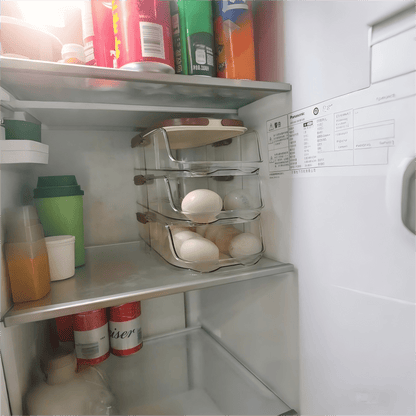 Egg Organizer for Refrigerator, Multi-Layer Auto-Rolling Egg Rack with Large Capacity – Space-Saving Egg Storage Dispenser for Fridge, Cabinet & Countertop, Ideal for Busy Families