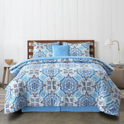 Lux Decor 5 Pieces Comforter Set - Reversible Duvet Insert - Quilted Comforter Smooth, Breathable & Machine Washable, Soft and Comfortable Bedding, Down Alternative Comforter Included 2 Pillow Shams, Bed Skirt, & Cushion - All Season Gift Choice