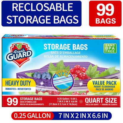 Sturdy Freezer And Refrigerator Storage Bags - Quart Capacity, Resealable with Convenient Tabs, Durable Design for Storing Fruits, Vegetables, Meats, And Bulk Foods - Kitchen Organizers And Additions