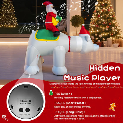 Christmas Inflatable Decoration with LED & Music – Head-Shaking Santa Claus on Polar Bear or Snowman, 7FT Blow Up Yard Decor with Recording Function, IP55 Outdoor Garden Lawn Party