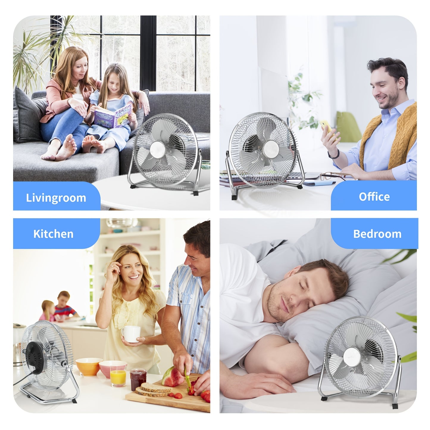High-Velocity Industrial Floor Fan 9/20 Inch With 3 Speeds, Metal Construction And Blades, Ideal For Industrial & Commercial Spaces