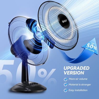 12 inch Oscillating Table Fan Quiet with 3-Speed, Adjustable Tilt Fan with Safety Grill, Ideal for Home, Office, Dorm