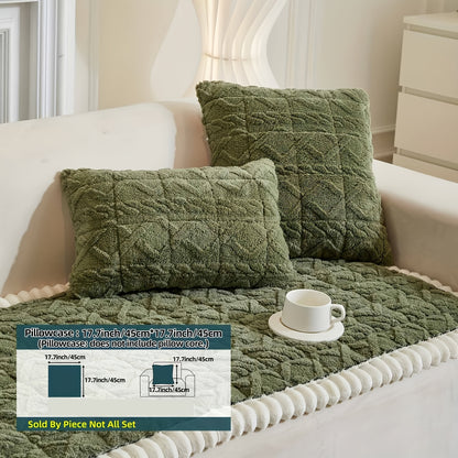 1pc Autumn And Winter Thick Bohemian Style Quilted Sofa Cover with Ruffles, Made Of One-piece Plush Fabric, Machine Washable, Suitable for Anti Slip Protection Of Pets, And Suitable for Decorating Armchairs to 4-seater Segmented Sofas