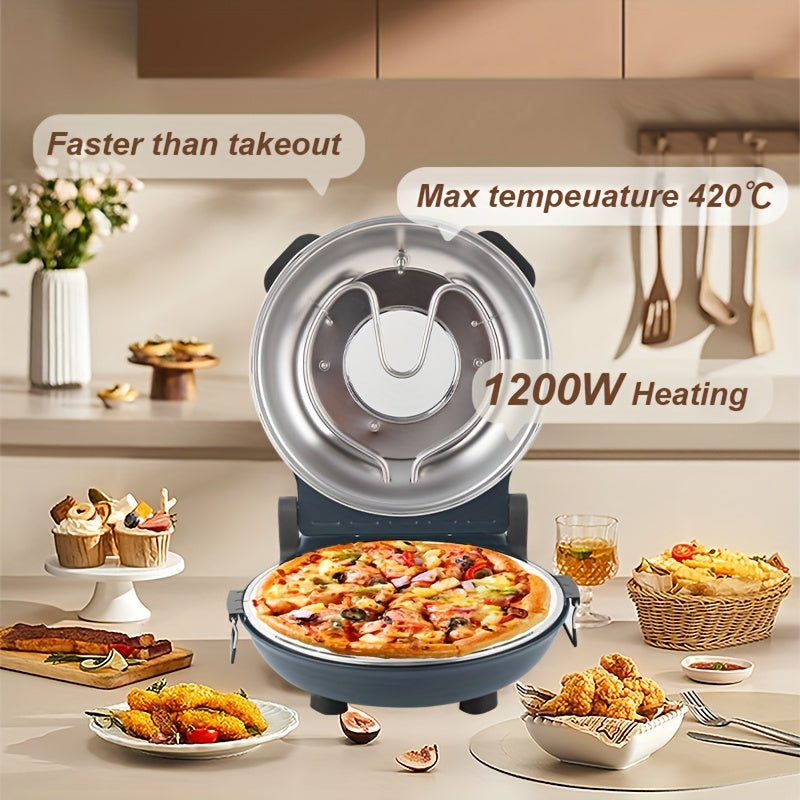 [Electric Pizza Oven] 12" Electric Pizza Oven Indoor Countertop Oven Pizza Maker 1200W 5-Min Crisp Dual Knob Control