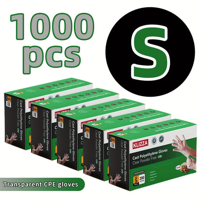 200/1000pcs Clear Poly Gloves, 3.5Mil Disposable Gloves, Oil Resistant, BPA And Free, Food Gloves for Cooking, Food Handling, Cleaning Use (S/M/L/XL)