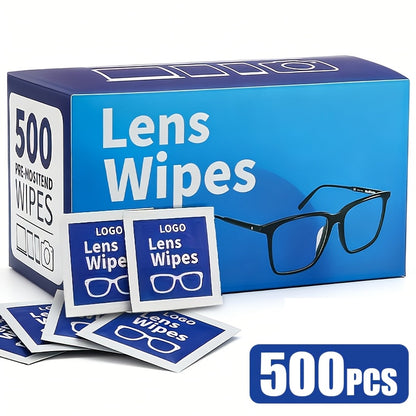 500 Lens Wipes - Pre-Moistened Eyeglass Cleaning Wipes - Individually Wrapped, Scratch-Free & Streak-Free Lens Cleaner. Ideal for Sunglasses, Camera Lenses, All Types of Glasses And Mobile Phone Screens