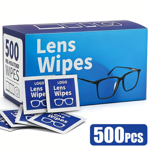 500 Lens Wipes - Pre-Moistened Eyeglass Cleaning Wipes - Individually Wrapped, Scratch-Free & Streak-Free Lens Cleaner. Ideal for Sunglasses, Camera Lenses, All Types of Glasses And Mobile Phone Screens