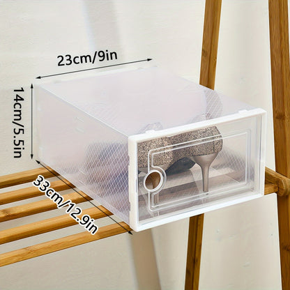 12/15 Pack Shoe Storage Organizer Boxes, Clear Shoe Boxes Stackable, Shoe Organizer for Closet, Shoe Storage Boxes for Entryway, White