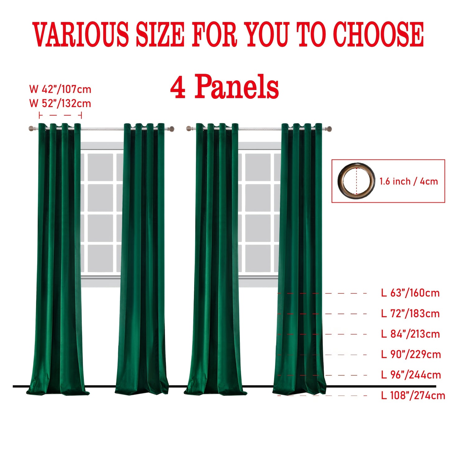 4pcs Luxury Velvet Blackout Curtains - Thermal Insulation & Noise Reduction, Soft Drapes for Living Room and Bedroom Decor, Grommet Top, Christmas Decoration