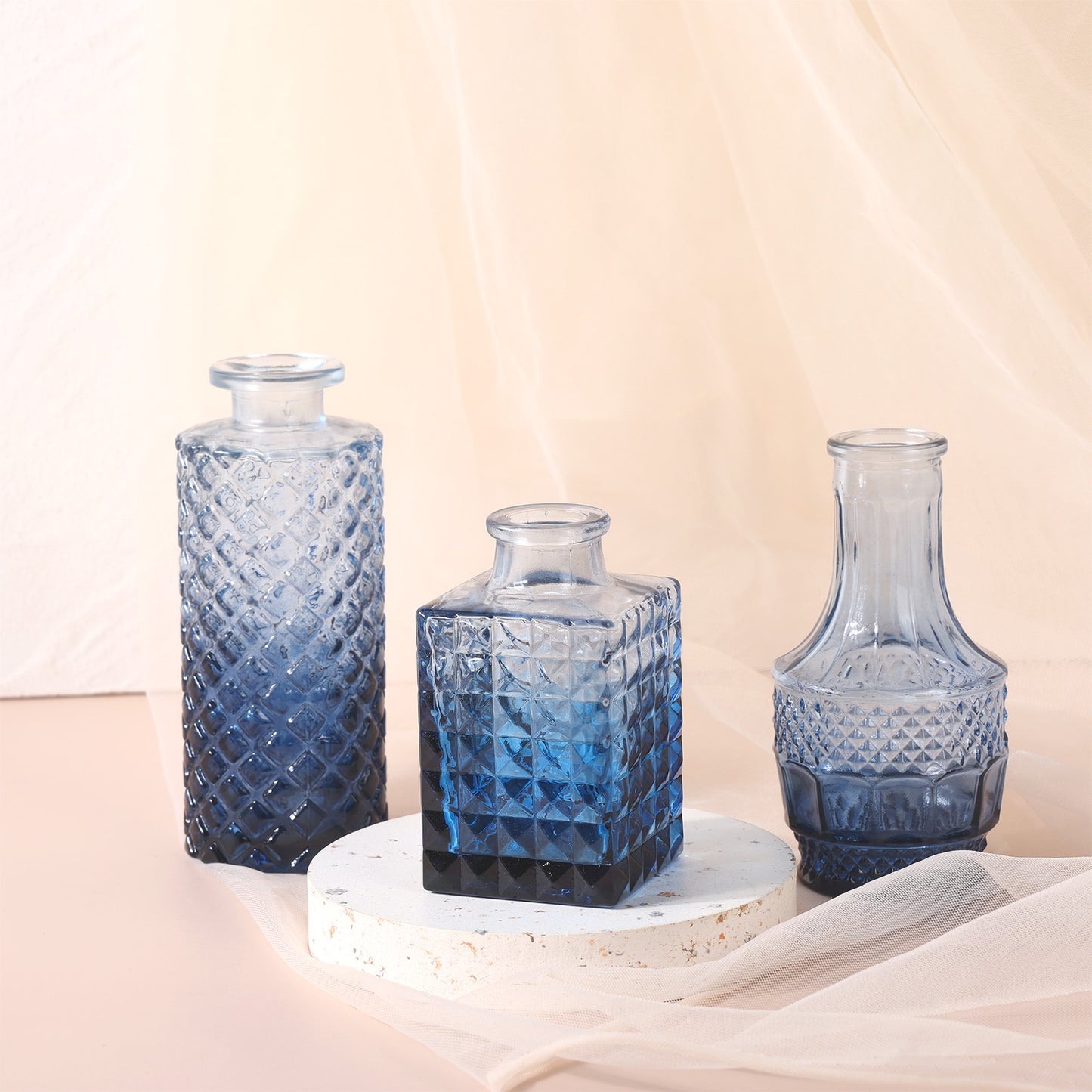 Bud Vases Set of 18 Blue Vintage Glass Small Flower Vases for Centerpieces - Rustic Farmhouse Table Decor for Home, Wedding, Halloween & Christmas | 3-6 Inch Mini Glass Vases Bulk