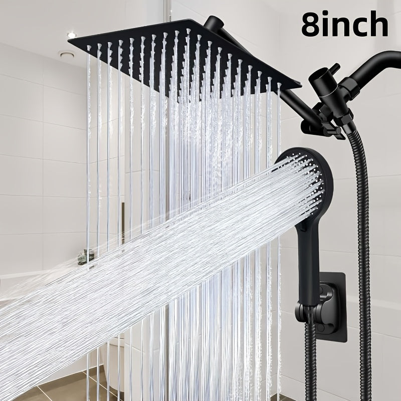 8/10/12inchShower Head, Pressure Shower Combination, Rain Shower System With Handheld Shower Head, All-metal Tee Diverter, 12-inch Extension Arm And 78-inch Hose, Anti-clogging Nozzles, Easy To Install In The Bathroom