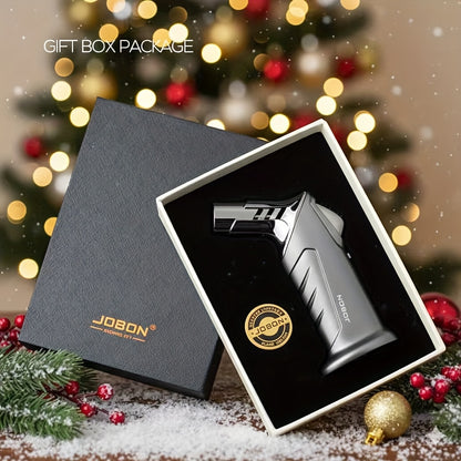 Jobon Butane Torch Lighter, Gift Box Packaging - For Kitchen, Bbq, Camping & Outdoor Use | Ideal Gift For Men & Holidays | Child Safety Lock & Adjustable Flame Control | Lightweight & Simple Design (Gas Not Included)