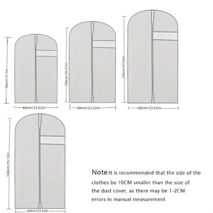 Set of 5 Black Reusable Garment Bags Featuring Panels, Ideal for Storing in a Cabin, Designed for Suits, Shirts, Dresses, And Includes Dust Protection