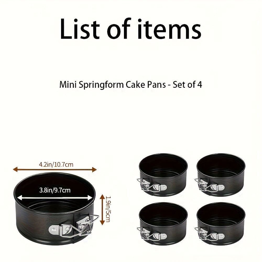 Lockable Base Springform Cake Pan, 3/4 Set. Premium Carbon Steel Non-stick Round Cheesecake Pans for Baking Cheesecakes, Pizzas And Quiches. 4, 7 And 9 Inch Removable Bottom Cake Moulds. (Black).