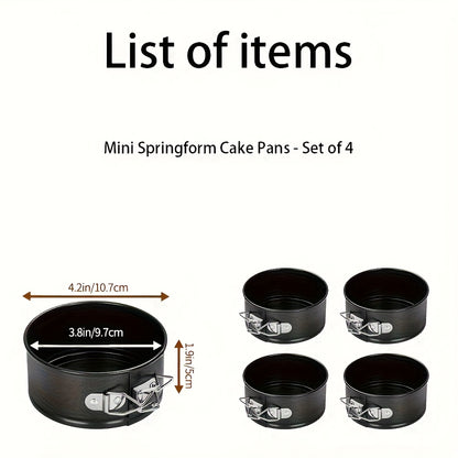 Lockable Base Springform Cake Pan, 3/4 Set. Premium Carbon Steel Non-stick Round Cheesecake Pans for Baking Cheesecakes, Pizzas And Quiches. 4, 7 And 9 Inch Removable Bottom Cake Moulds. (Black).