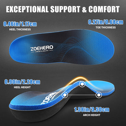 Arch Support Insoles for Men & Women – Heavy Duty Shoe Inserts for Flat Feet, Shock Absorption, Plantar Fasciitis Relief, Work Boots, Hiking & Standing All Day