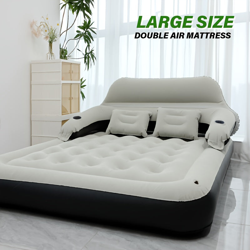 Inflatable Air Mattress with Backrest Pillow & Built-in Pump, Self-Inflating Portable Camping Bed for Outdoor Hiking Travel, Double Size Guest Bed for Home Floor Sleeping