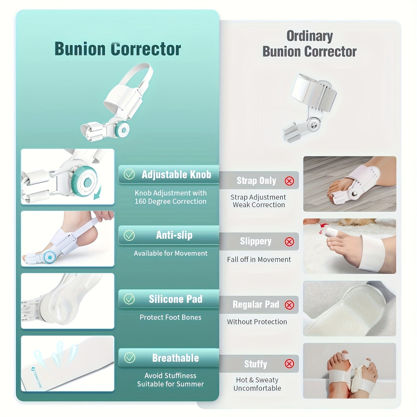 Device for Both Men And Women, Featuring an Adjustable Knob Splint for Bunions, Equipped with a Non-Slip Heel Strap, Compatible with Both Left And Right Feet