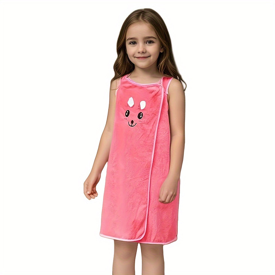 Bath Towel Wrap Featuring Adorable Bunny Ears, Modern Microfiber Cartoon Anime Bath Skirt Designed for Girls, Ultra-Compact Towel Robe Suitable for Ages 6 to 12 - 250Gsm