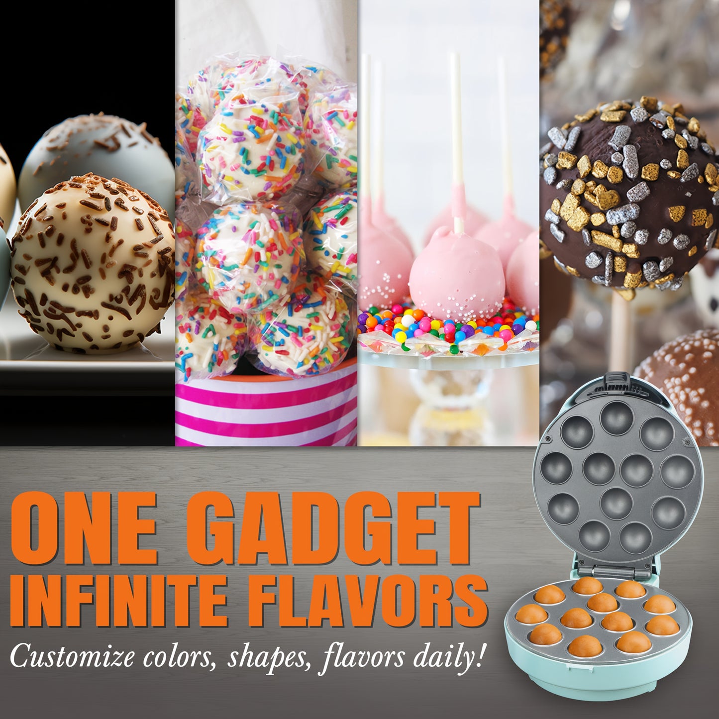 12 X 1.6 Inch Cake Pop Maker Machine – Two Versions: One with Cake Pop Stand, Sticks & Fork Tool; One with Flip-Over Design for Even Heating – Cake Pop Set