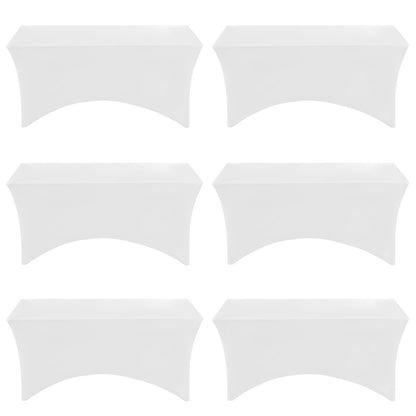 6 Pack 6ft Spandex Table Covers, Fitted Stretch Tablecloths for 6 Foot Rectangular Tables, Wrinkle Resistant Washable Outdoor Table Cloth for Wedding, Party, Banquet, Graduation, Event (Black/White)