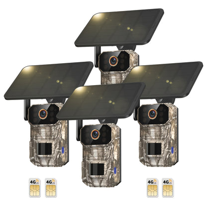 4G LTE Cellular Trail Camera with Solar Panel – 4K Wildlife Monitoring Camera, PIR Motion Sensor, Infrared Night Vision, Two-Way Voice, Remote Access, No WiFi Required, for Hunting & Security (Camo/Brown)