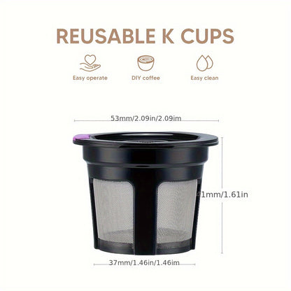 Reusable K-Cup Coffee Pods for Keurig 1.0 & 2.0, Refillable K-Cup Filters Universal Fit, Eco-Friendly Reusable Coffee Pod Filters, 6 Colors, Use Any Ground Coffee