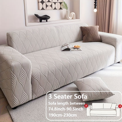 1pc Modern Jacquard Sofa Cover, Elastic Polar Fleece Artistic Style, Slip-Resistant And Durable, All-Season Furniture Protector for Living Room, Office, Bedroom Includes Matching Pillow Covers, Free Same Style Pillowcase: 1pc