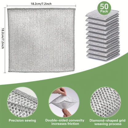 Pack of 100/50pcs Modern Stainless Steel Kitchen Scrubber, Scratch-Resistant Wire Cleaning Cloth, Reusable Napkins for Wet And Clean Dishes, Pots And Pans, Kitchen Supplies, Ball-Proof Christmas Gift, Cleaning Supplies