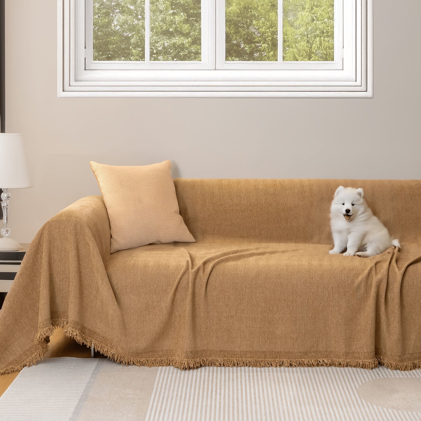 Extra-Large Sofa Cover Measuring 134 by 102 Inches, Designed to Be Pet-Friendly, Washable, And Made from Durable, Breathable Fabric. This Modern Protector Is Scratch-Proof And Easy to Clean, Making It a Budget-Friendly Option for Your Living Room