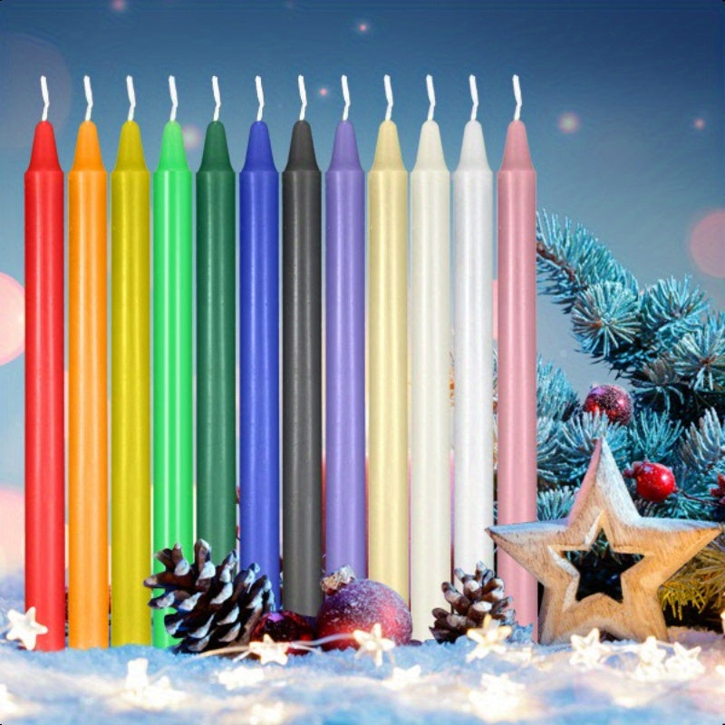 Colored Chime Candles Spell Candles Set Unscented Taper Candles 6.3in for Witchcraft Altar Ritual Meditation Prayer – 12 Assorted Colors, Halloween Gothic Decor, Magic Candle Holder Compatible