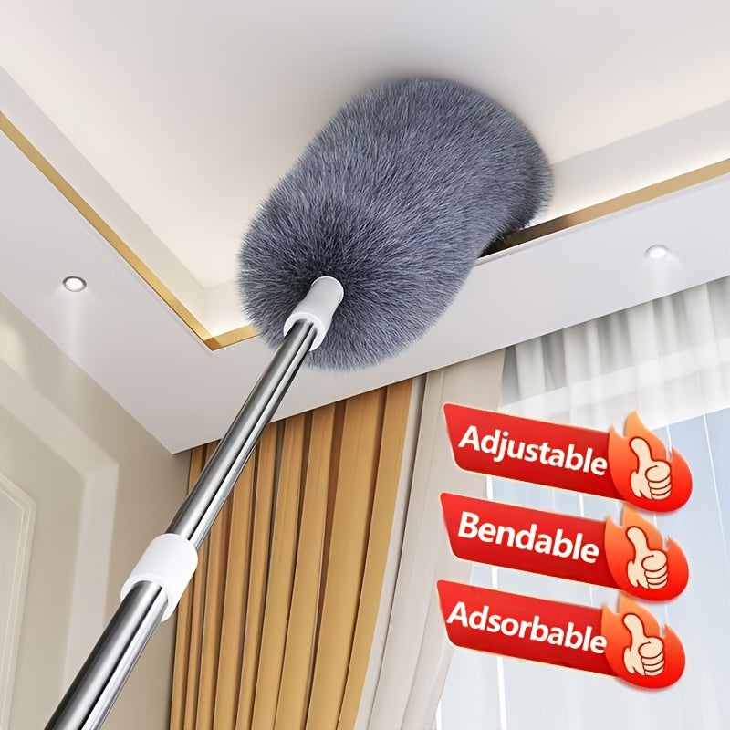 Ceiling Mop, Adjustable And Bendable Microfiber Duster Mop - Washable, Reusable Cleaning Tool for High Ceilings, Furniture, And Cars, 3 Red Thumbs-Up Symbols of Approval